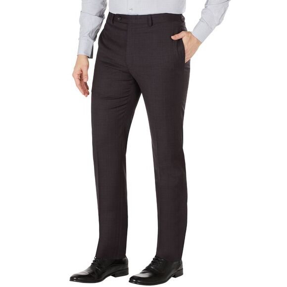 Calvin Klein Mens Slim Fit Tonal Plaid Wool Dress Pants 33W x 32L Eggplant - NWT - Picture 3 of 4